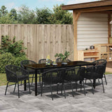 Garden Dining Set 9 pcs Black Powder-Coated Steel - Top-Down View
