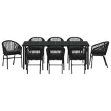 Garden Dining Set 9 pcs Black Powder-Coated Steel - Close-Up Angle
