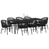 Garden Dining Set 9 pcs Black Powder-Coated Steel - Side View