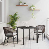 Garden Dining Set 3 pcs Brown Powder-Coated Steel