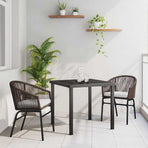 Garden Dining Set 3 pcs Brown Powder-Coated Steel