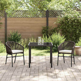 Garden Dining Set 3 pcs Brown Powder-Coated Steel