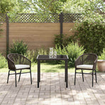 Garden Dining Set 3 pcs Brown Powder-Coated Steel