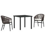 Garden Dining Set 3 pcs Brown Powder-Coated Steel