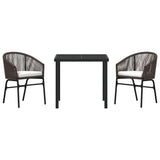 Garden Dining Set 3 pcs Brown Powder-Coated Steel