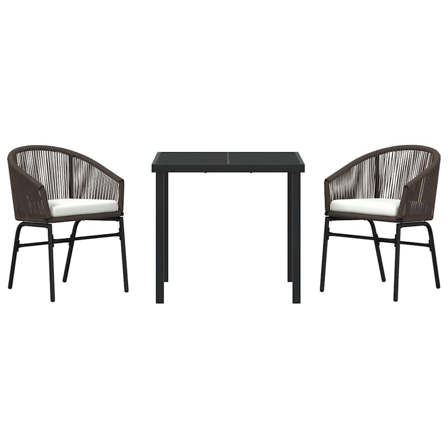 Garden Dining Set 3 pcs Brown Powder-Coated Steel