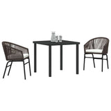 Garden Dining Set 3 pcs Brown Powder-Coated Steel