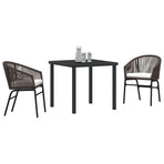 Garden Dining Set 3 pcs Brown Powder-Coated Steel