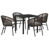 Garden Dining Set 5 pcs Brown Powder-Coated Steel - 45-Degree Angle