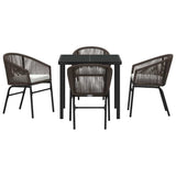 Garden Dining Set 5 pcs Brown Powder-Coated Steel - Extra Image