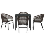 Garden Dining Set 5 pcs Brown Powder-Coated Steel - Low Angle