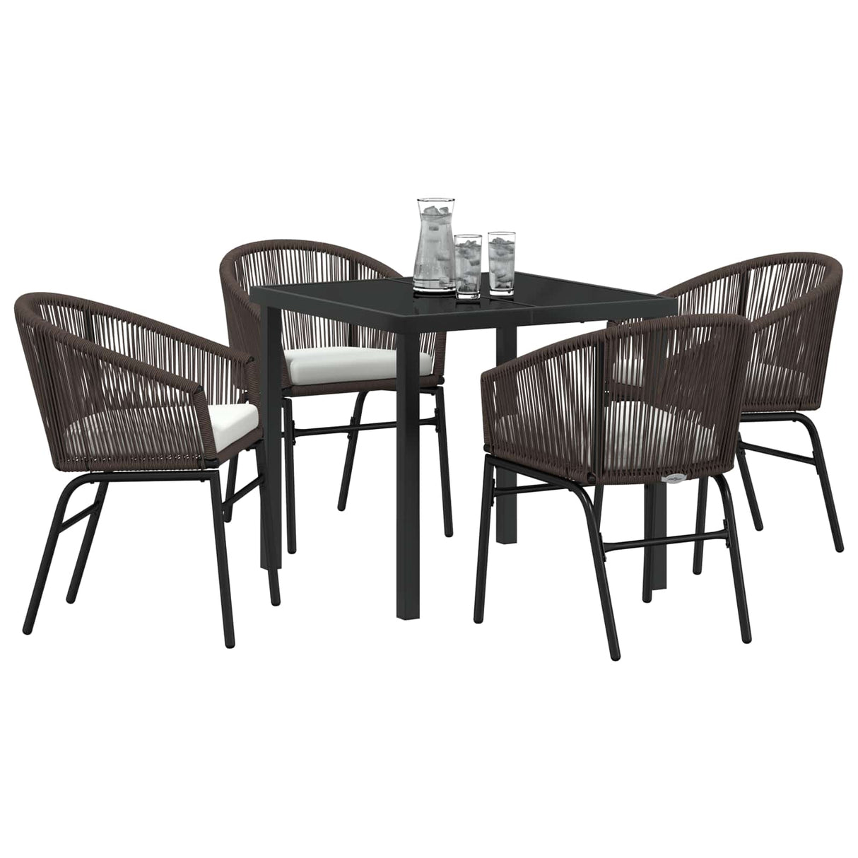 Garden Dining Set 5 pcs Brown Powder-Coated Steel