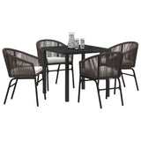 Garden Dining Set 5 pcs Brown Powder-Coated Steel