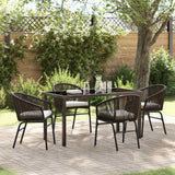 Garden Dining Set 5 pcs Brown Powder-Coated Steel
