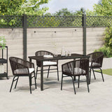 Garden Dining Set 5 pcs Brown Powder-Coated Steel