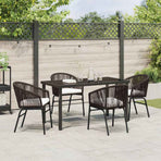 Garden Dining Set 5 pcs Brown Powder-Coated Steel