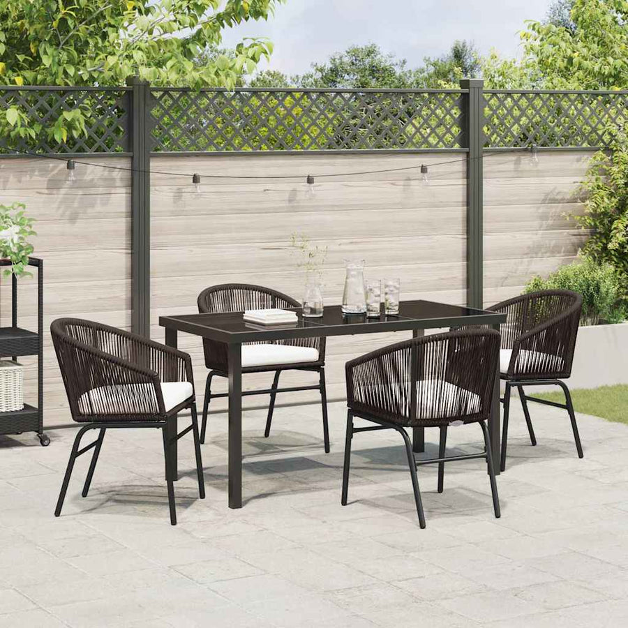 Garden Dining Set 5 pcs Brown Powder-Coated Steel