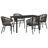 Garden Dining Set 5 pcs Brown Powder-Coated Steel