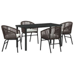 Garden Dining Set 5 pcs Brown Powder-Coated Steel