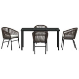 Garden Dining Set 5 pcs Brown Powder-Coated Steel