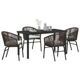 Garden Dining Set 5 pcs Brown Powder-Coated Steel - Side View