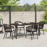 Garden Dining Set 5 pcs Brown Powder-Coated Steel
