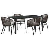 Garden Dining Set 5 pcs Brown Powder-Coated Steel