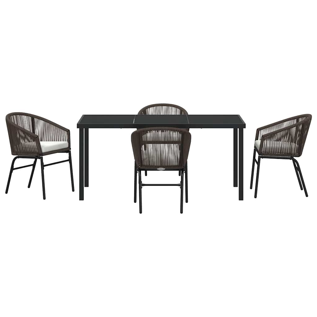 Garden Dining Set 5 pcs Brown Powder-Coated Steel