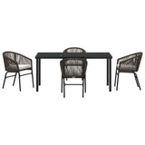 Garden Dining Set 5 pcs Brown Powder-Coated Steel