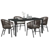 Garden Dining Set 5 pcs Brown Powder-Coated Steel