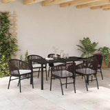Garden Dining Set 7 pcs Brown Powder-Coated Steel