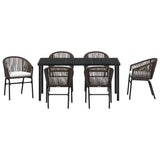 Garden Dining Set 7 pcs Brown Powder-Coated Steel