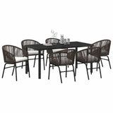 Garden Dining Set 7 pcs Brown Powder-Coated Steel - Side View