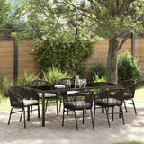 Garden Dining Set 7 pcs Brown Powder-Coated Steel