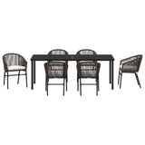 Garden Dining Set 7 pcs Brown Powder-Coated Steel - Close-Up Angle