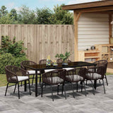 Garden Dining Set 9 pcs Brown Powder-Coated Steel - Top-Down View