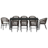 Garden Dining Set 9 pcs Brown Powder-Coated Steel - Close-Up Angle