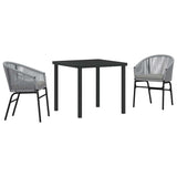 Garden Dining Set 3 pcs Anthracite Powder-Coated Steel - Front View