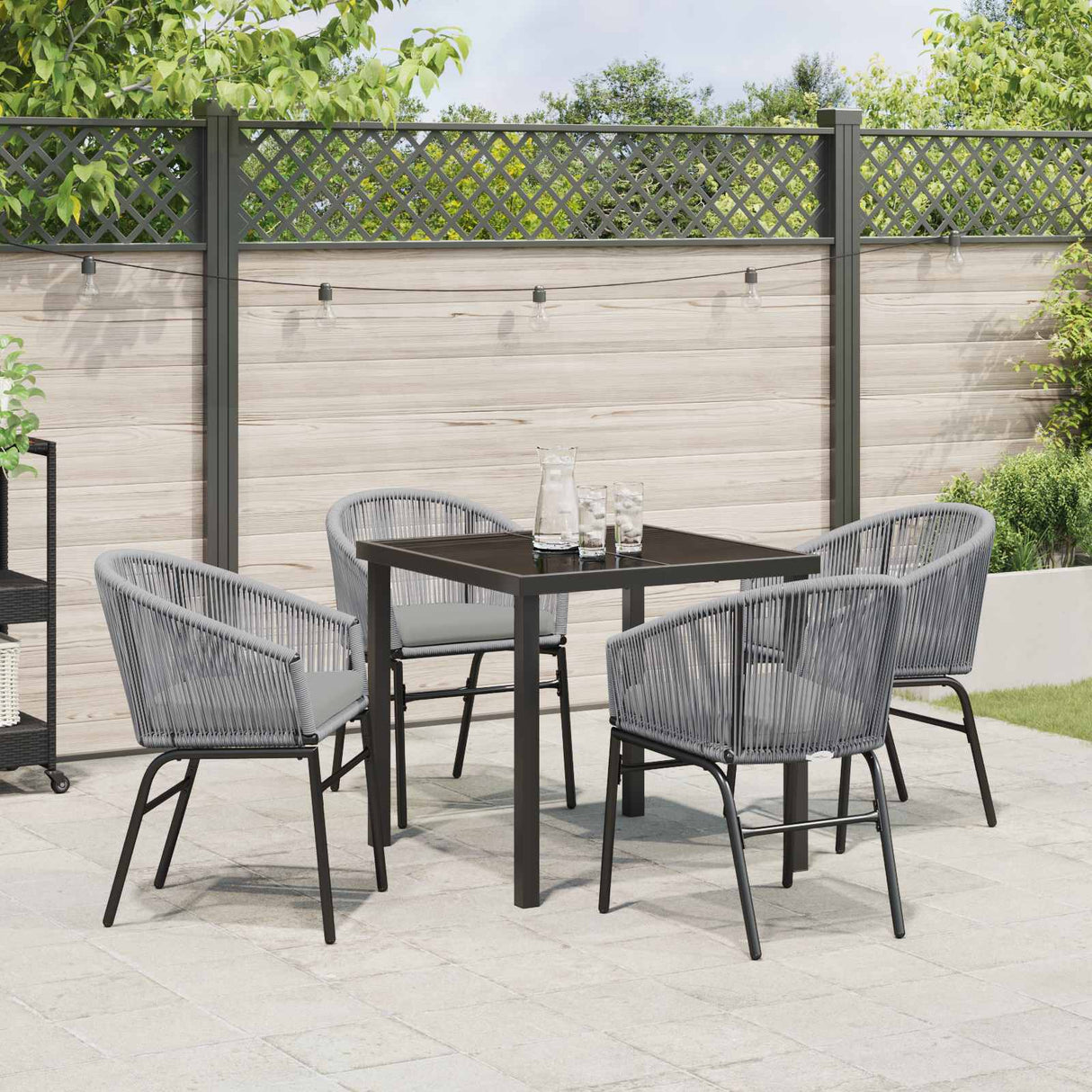 Garden Dining Set 5 pcs Anthracite Powder-Coated Steel