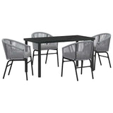 Garden Dining Set 5 pcs Anthracite Powder-Coated Steel - Front View