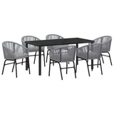 Garden Dining Set 7 pcs Anthracite Powder-Coated Steel - Front View
