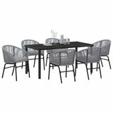 Garden Dining Set 7 pcs Anthracite Powder-Coated Steel - Side View