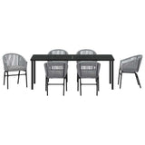 Garden Dining Set 7 pcs Anthracite Powder-Coated Steel - Close-Up Angle