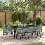 Garden Dining Set 9 pcs Anthracite Powder-Coated Steel