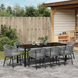 Garden Dining Set 9 pcs Anthracite Powder-Coated Steel - Top-Down View