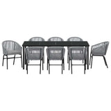 Garden Dining Set 9 pcs Anthracite Powder-Coated Steel