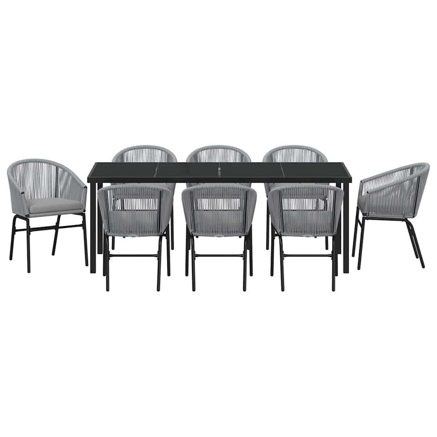 Garden Dining Set 9 pcs Anthracite Powder-Coated Steel
