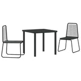 Garden Dining Set 3 pcs Black Powder-Coated Steel - Front View