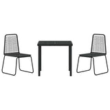 Garden Dining Set 3 pcs Black Powder-Coated Steel - Close-Up Angle
