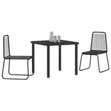 Garden Dining Set 3 pcs Black Powder-Coated Steel - Side View